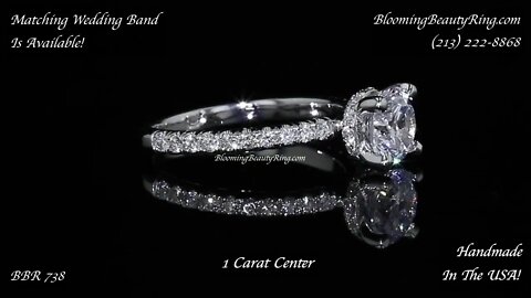 BBR 738 Hidden Halo Diamond Engagement Ring Handmade In The USA
