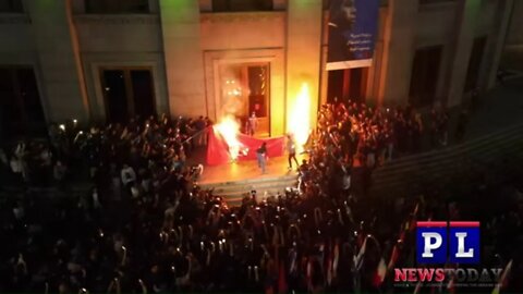 Turkish & Azerbaijan Flags Burned For Anniversary Of Armenian Genocide (Drone Footage)