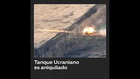 Tanque ucraniano destruido inmediatamente después de un disparo