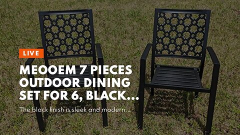 MEOOEM 7 Pieces Outdoor Dining Set for 6, Black 63" Rectangle Table with 1.57" Umbrella HOL and...