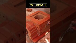 Simple way to make wood stove from red brick and clay | #Shorts