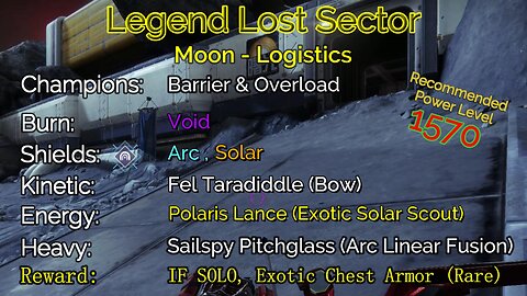 Destiny 2 Legend Lost Sector: Moon - K1 Logistics on my Titan 11-2-22