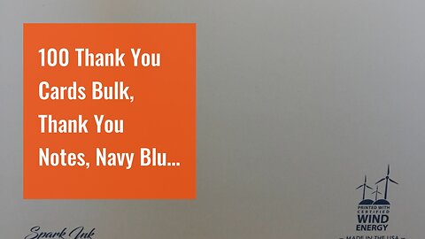 100 Thank You Cards Bulk, Thank You Notes, Navy Blue Gold Professional Blank Note Cards with En...