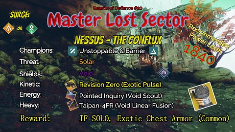 Destiny 2 Master Lost Sector: Nessus - The Conflux on my Hunter 4-12-23