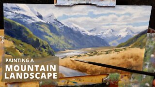 Painting a MOUNTAIN LANDSCAPE study - Tips on Colours and Values
