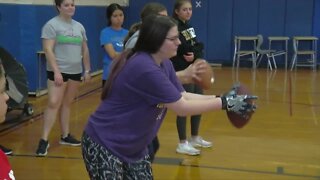 Newly formed girls' flag football team gets ready to play first season