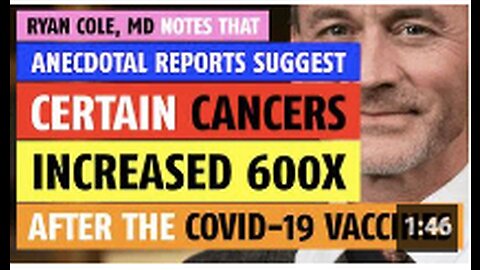 Certain cancers increased 600 times after COVID vaccines, anecdotal reports suggest, notes Ryan Cole