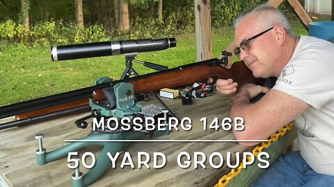 Mossberg 146B T bolt handle first year edition 50 yard groups with peep sights Norma Tac-22