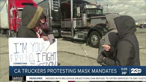 California truckers protest mask mandates