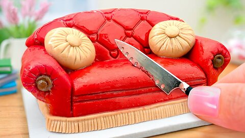 How To Make Miniature Red Chocolate Sofa Cake Step by Step in Mini Kitchen - Cake Decorating Idea