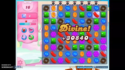 Candy Crush Level 1411 Audio Talkthrough, 1 Star 0 Boosters