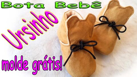 Como Fazer Botinha Bebê Modelo Ursinho (Molde Grátis!!)