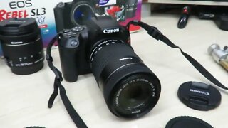 Câmera Canon SL3 Premium Kit com Lente EF-S 18-55mm + EF-S 55-250mm