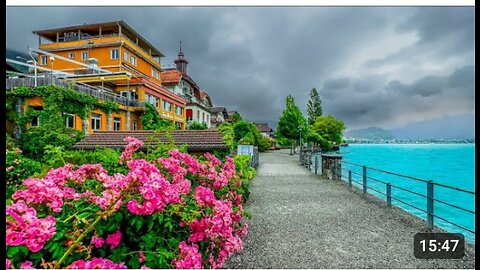 Refreshing Summer Rain Brienz/Switzerland swiss village #