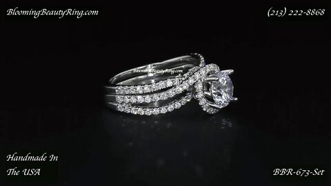 BBR 673-Set Diamond Engagement Ring Set By Blooming Beauty Ring Company