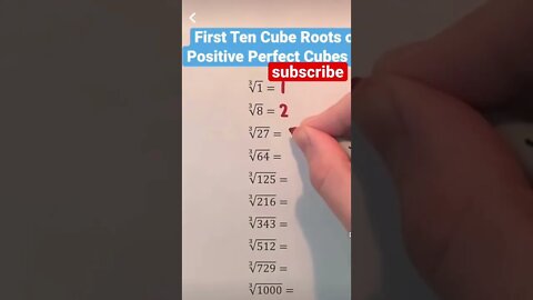 PERFECT CUBE ROOTS TO MEMORIZE