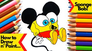 How to draw and paint Baby SpongeBob SquarePants Mickey Mouse