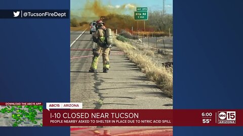 Chemical spill closes I-10 south of Tucson