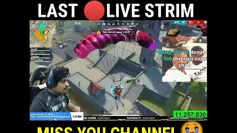 Last live strim Gyansujan Gyan gaming || 11.M Miss you channel😭😭 Shorts