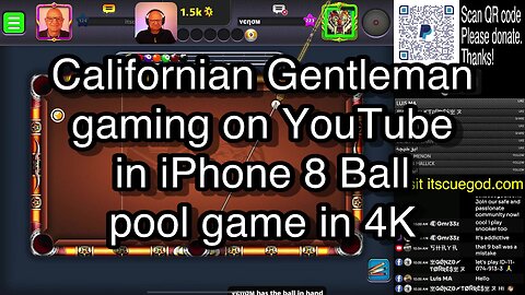 Californian Gentleman gaming on YouTube in iPhone 8 Ball pool game in 4K 🎱🎱🎱 8 Ball Pool 🎱🎱🎱