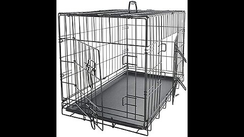 Review Dog Kennel Dog Cage Crate Metal Wire Folding Animal Crate Double-Door Large Pet Cage wit...