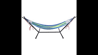 Double Hammock with Space Saving Steel Stand Includes Portable Carrying Case