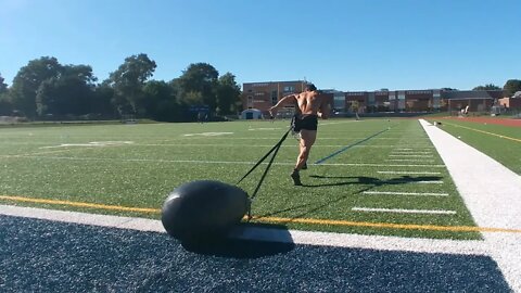 20 lb weight vest and 70 lb heavy bag sprint drags = another PR!