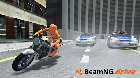 BeamNG Drive Gameplay: Epic motorcycle Stig accidents #11 - Police chases gone bad!