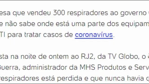 SUMIRAM OS RESPIRADORES? Empresa diz não saber onde estão respiradores vendidos ao governo do RJ