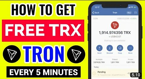 FREE TRON TRX! Earn Free Trx Every 5 Minutes (how to earn free trx every 5 minutes)