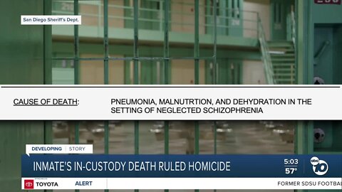 Medical Examiner: San Diego Central Jail inmate's in-custody death ruled homicide