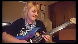 Blues Guitar Jam in Em- Cari Dell Austin, Texas female lead guitarist jamming