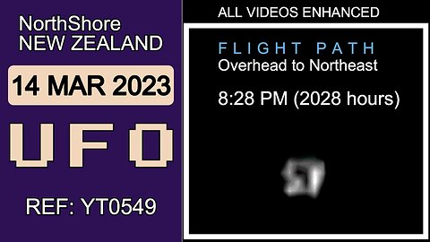 UFO NEW ZEALAND, 14 MAR 2023, REF R0012, NorthShore, Flight Path Overhead to Northeast