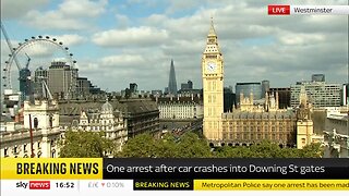 Car hit the main gates at Downing Street in London.