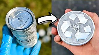 Melting Soda Can Tops - Pure Aluminum From Soda Can Tops - Melt Soda Can Tops (Recycle)