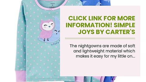 Click link for more information! Simple Joys by Carter's Girls and Toddlers' Nightgowns, Pack o...