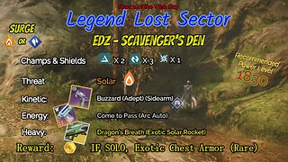 Destiny 2 Legend Lost Sector: EDZ - Scavenger's Den on my Solar Warlock 12-17-23