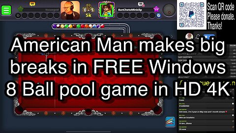 American Man makes big breaks in FREE Windows 8 Ball pool game in HD 4K 🎱🎱🎱 8 Ball Pool 🎱🎱🎱[ReRun]