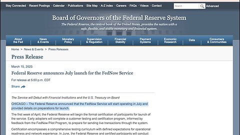 CBDCS | Are CBDCs Coming To America July 2023?!!! "Federal Reserve announces July launch for the FedNow Service" - March 15th 2023 FederalReserve.org | "COVID Makes Surveillance Go Under the Skin." - Yuval Noah Harari