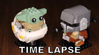 LEGO BRICK HEADZ mandolorian and the child grogu baby Yoda star wars time lapse build