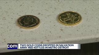 Two gold coins dropped in Salvation Army red kettle in metro Detroit