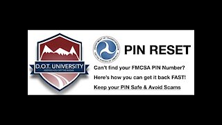 FMCSA PIN Number - How to Reset or Request so you can Update your MCS-150 (USDOT Number) or Portal