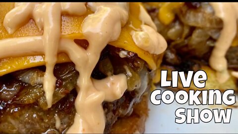 Dry Aged Brisket Burgers on the Flat Top Griddle | Live Cooking Show !