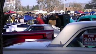 Exotic cars driving up at car show