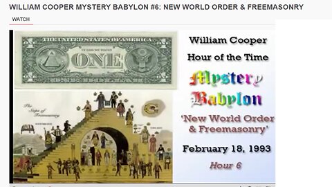 WILLIAM COOPER MYSTERY BABYLON and NEW WORLD ORDER & FREEMASONRY podcast