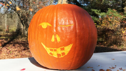 Squashcarver 'Face Jack O'Lantern Level 1' pumpkin carving time lapse (1 of 3)