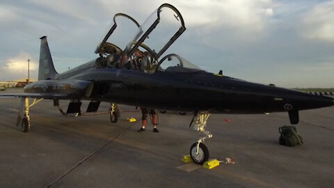 T-38 Talon flight line prep b-roll