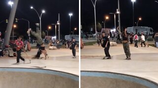 Talented girl performs mesmerizing backflip on roller-skates