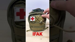 INDIVIDUAL FIRST AID KIT (IFAK) with fast access CAT tourniquet.
