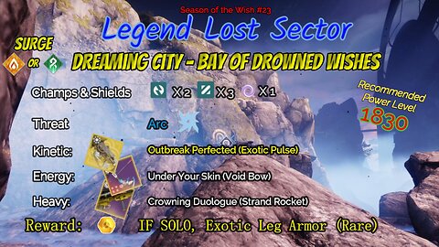 Destiny 2 Legend Lost Sector: Dreaming City - Bay of Drowned Wishes on my Stasis Titan 2-25-24